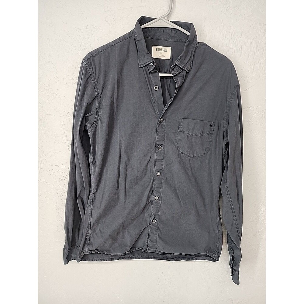 Gray Cotton Button Down Casual Everyday Shirt Tempus‎ Fugit | Linksoul Medium